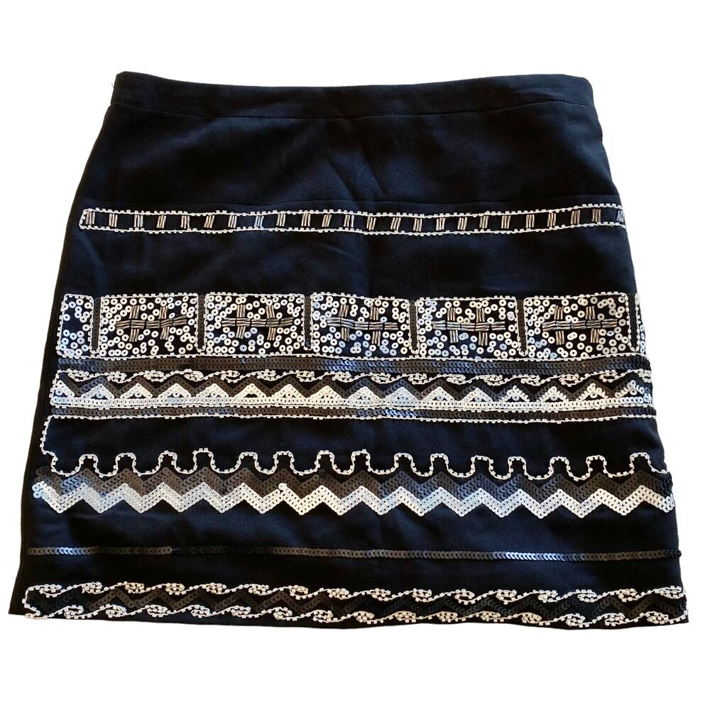 Ya Los Angeles Beaded Black Mini Skirt Medium NWT